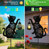Solar Cat Hanging Lantern Outdoor, 2 Pack Black Cat Solar Lights, Cat Lover Gifts for Women Mom Grandma Birthday Mother's Day, Waterproof Garden Ornaments Decor Outside Backyard Patio Pathway