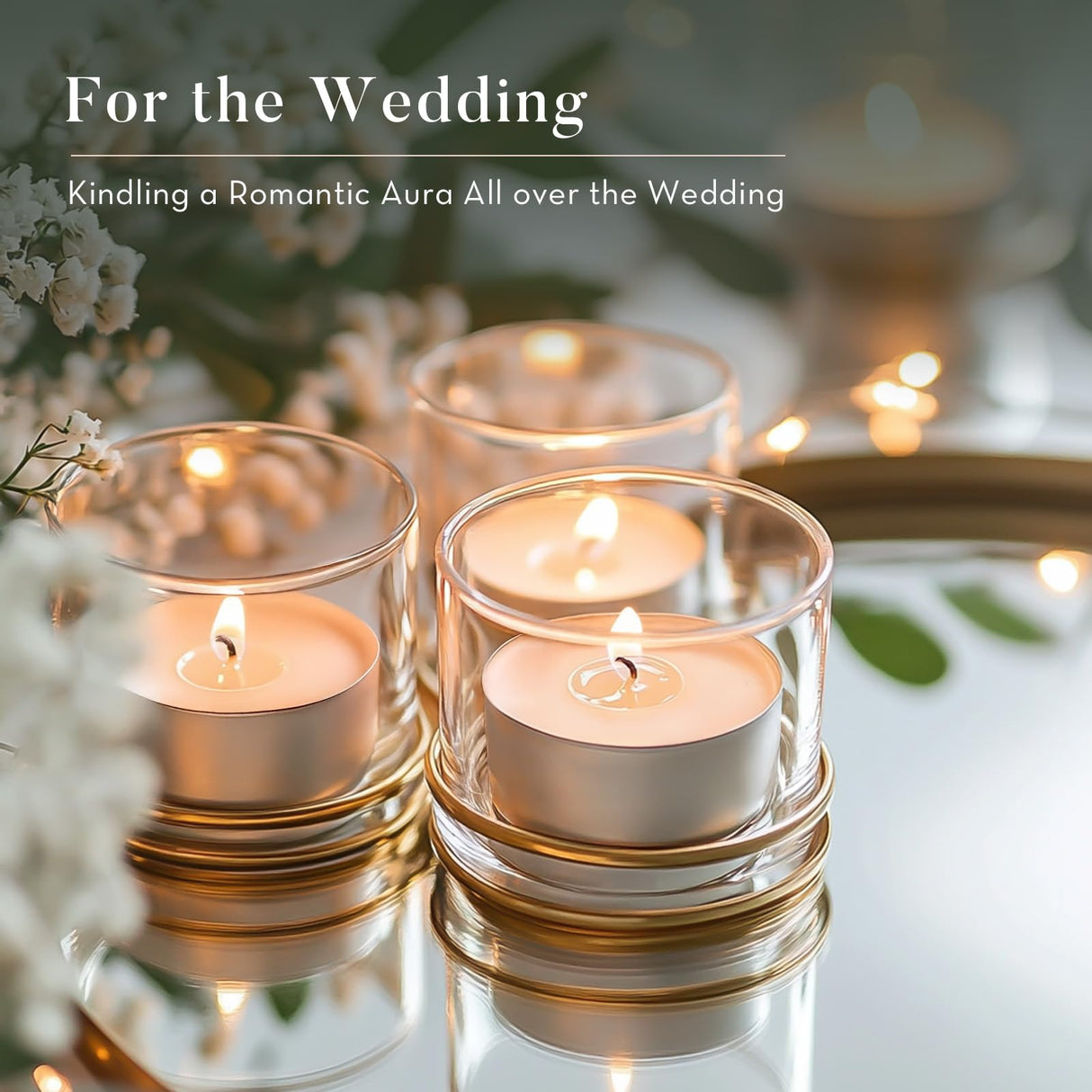 Ashlux Unscented Palm Tea Lights Candles 100 Pack Bulk, 8 to 9 Hours Long Burning White Tea Lights,Non-Paraffin, Smokeless, Mini Tealight Candles for Wedding, Christmas Lights, Party, Power Outages