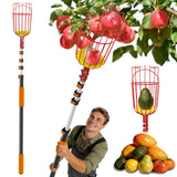 Buyplus 26ft High Reach Fruit Picker with Basket Telescoping, 5-20 Foot Heavy Duty Sturdy Aluminium Telescoping Extension Pole, Easy to Attach Twist-On Metal Basket for Picking Mango Avocado Lemon