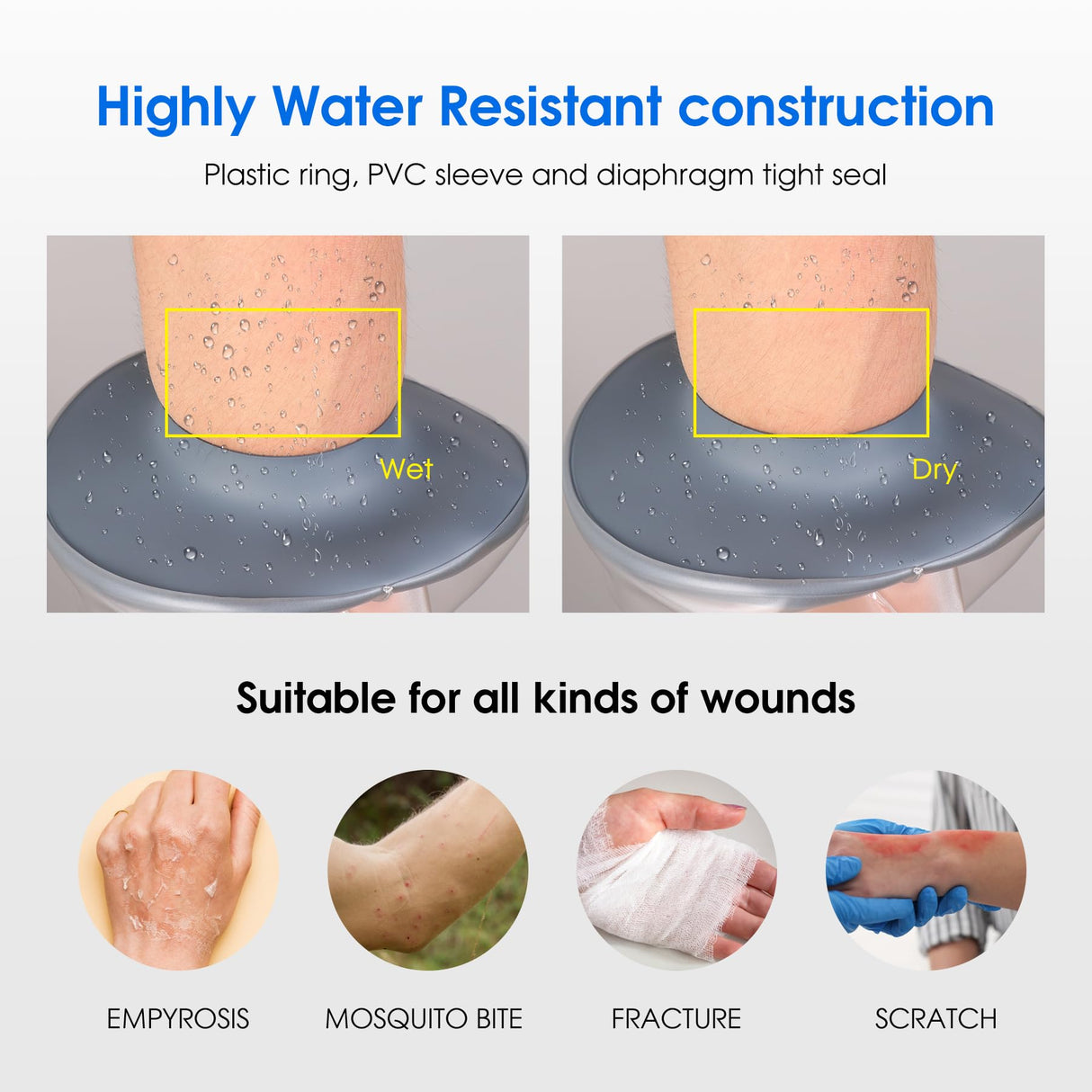 COMFYTHERA Waterproof Arm Cast Cover for Shower Wound Protector Bath Adult Watertight Cast Bag Showering for Surgery Bandage Broken Hand,Wrist,Finger, Elbow Reusable Durable (C-Long Arm-M)