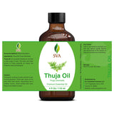 SVA Thuja Essential Oil – 4 Fl Oz – 100% Natural Thuja Oil - for Diffuser, Hair Care, Face, Skin Care, Aromatherapy, Scalp and Body Massage, Soap and Candle Making – with Dropper