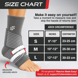 Sleeve Stars Ankle Brace for Women & Men, Ankle Wrap for Sprained, Compression Sleeve for Plantar Fasciitis Relief, Easy Customizable Support: w/ Removable Strap (Single/M:10"-12"/Gray)