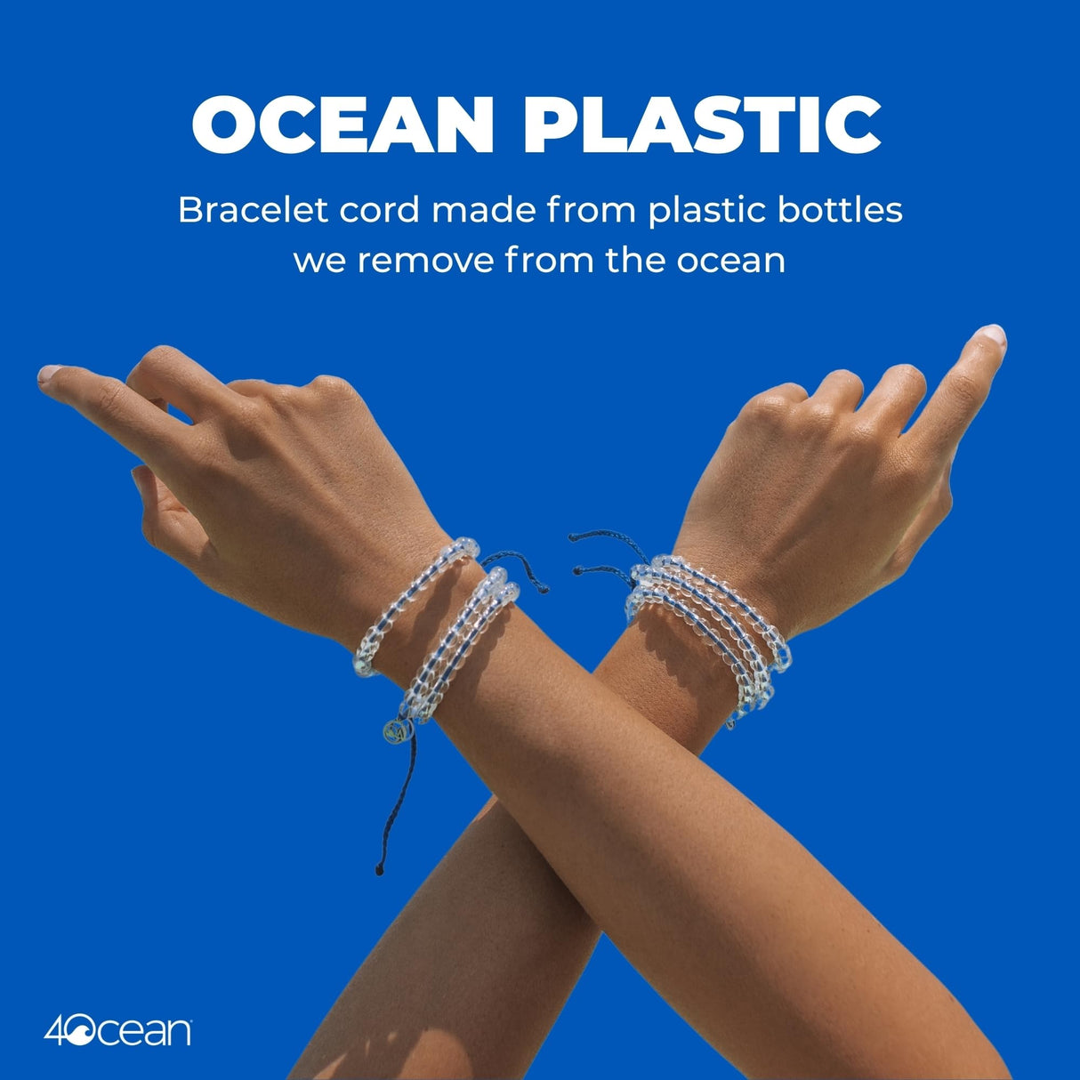 4ocean Signature Beaded Bracelet - Removes 1 Pound of Ocean Plastic - Adjustable, Unisex, Handcrafted from Recycled Materials - Eco-Friendly Ocean Cleanup Jewelry
