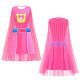 CheerfulChic Superhero Lace Cloak Dress With Headband Mask Birthday Halloween Christmas Costume For Kids（140cm） rose red
