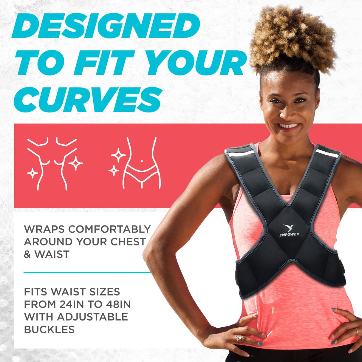 Empower Weighted Vest for Women - Workout Vest - Fixed 8lbs or Adjustable 10-12-14-16lbs - Adds Resistance to Fitness Routine - Increases Intensity To Burn More Calories