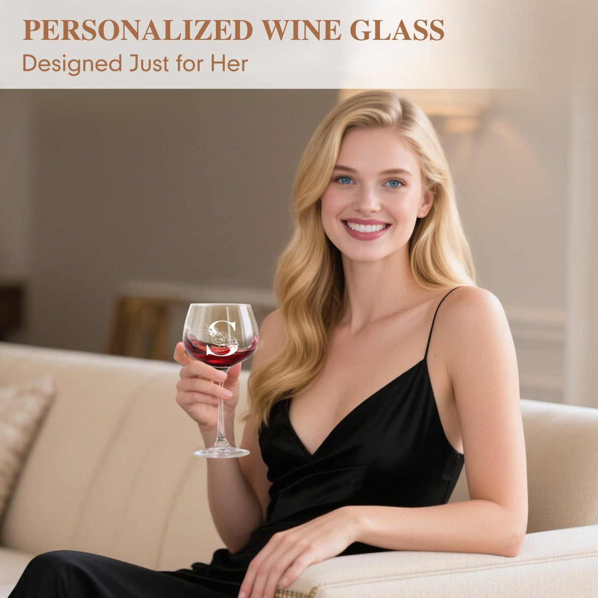 Personalized Gifts for Women - Customized Initial A-Z Wine Glass, Unique Birthday Gifts for Women, Christmas Basket Gift for Her, Mom, Wife, Sister, Friend, Nurse（S）