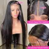 13x6 Straight Lace Front Wigs Human Hair HD Transparent Lace Front Human Hair Wigs for Black Woman Brazilian Lace Frontal Wigs Human Hair Glueless Wigs Human Hair Pre Plucked Natural Color 32inch