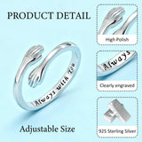 Yuanyora S925 Sterling Silver Hug Ring for Granddaughter Adjustable Ring for Women Christmas Birthday Gifts for Daughters Tarnish Free Jewelry Gift for Her Hope Rings for Granddaughter