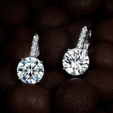 Dwearbeauty Earrings for Women, 18K White Gold Plated Earring Hypoallergenic Round Cut Cubic Zirconia Drop Dangle Earrings wedding Bridal Earring for Women Prong Setting