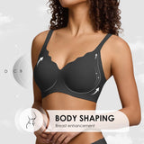 Seamless Wireless Bra for Women with Support - No Underwire Full Coverage Push Up Comfort Bras - Smoothing Fashion Clothing for Womens Girlfriend Gift - Christmas Birthday Gifts for Women(Black,L)