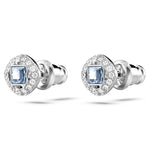 Swarovski Una Angelic Stud Earrings, Square Cut, Cool Blue Crystals, Rhodium Finish