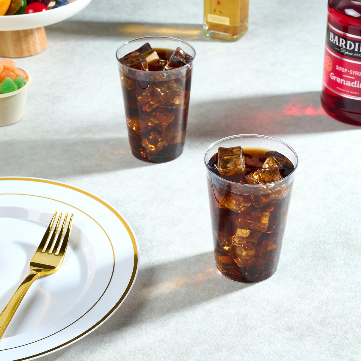 FOCUSLINE 200 Pack 12 oz Clear Plastic Cups, Disposable Cups Reusable Plastic Tumblers, Heavy-duty 12 Ounce Clear Cups Tumblers for Party, Thanksgiving, Halloween, Christmas