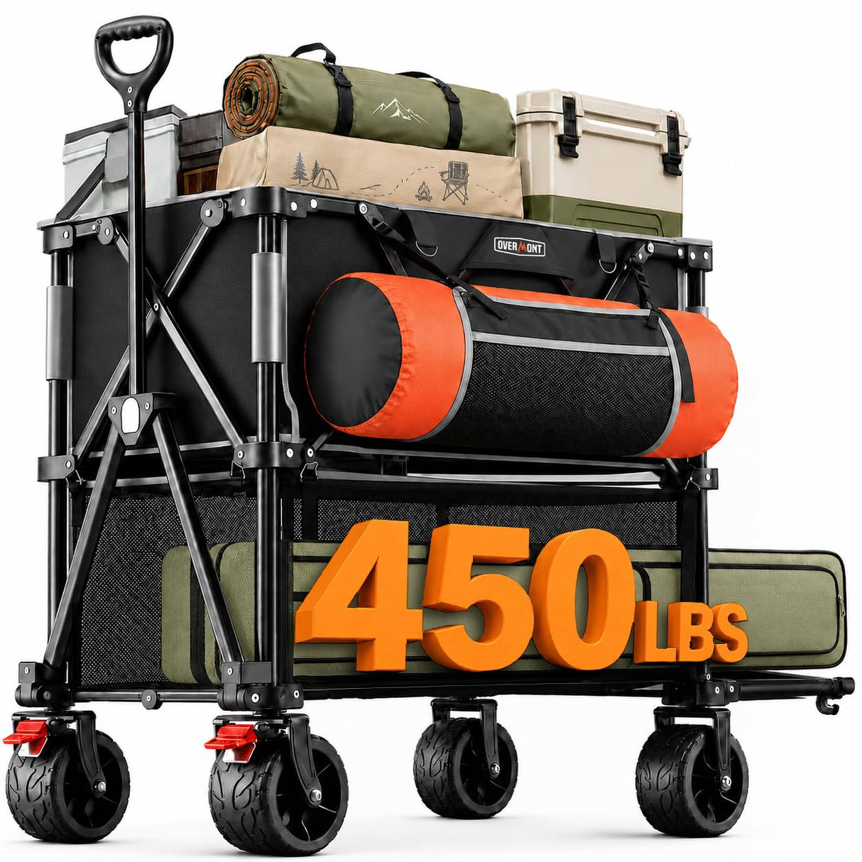 Overmont 400L Double Decker Wagon, 450 lb Capacity, 47.2 in Shelf