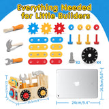 Montessori Kids Tool Set, Wooden Toddler Tool Bench Educational Toys for Ages 2-4, 2 Year Old Boy Gift for Birthday Christmas, STEM Pretend Play Tool Box, Learning Developmental Construction Toys