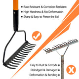 Nohovu Garden Rake - 14 Tine Heavy Duty Rake with 58 Inch Fiberglass Handle