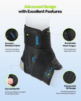 Rakiie Achilles Tendon Support, Durable Ankle Support with Upgraded Strap and Touch Fastener, Ankle Wrap with Side Stabilizers for Football, Achilles Tendonitis Relief, Suitable for Left/Right, Blue L (10"-11"/11"-12")