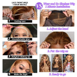 26 Inch Glueless Wigs Human Hair Pre Plucked Pre Cut Wear and Go 5x5 HD Lace Closure Wigs Human Hair Body Wave Wig P4/27 Honey Blonde Ombre Highlight Lace Front Wig Human Hair Wig 180% Density