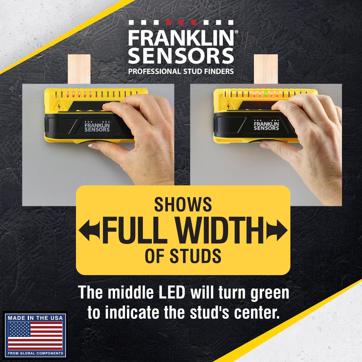 Franklin Sensors ProSensor M150/X990 Stud Finder with Live Wire Detection and 9-Sensors, Wood & Metal Stud Detector/Wall Scanner, Made in The USA