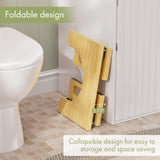AmazerBath 7 Inches Bamboo Toilet Stool Squat for Adult, Foldable Squatting Potty Stool for Bathroom, Poop Step Stool with Non-Slip Strip, Space-Saving, No Assembly Required, Natural Color