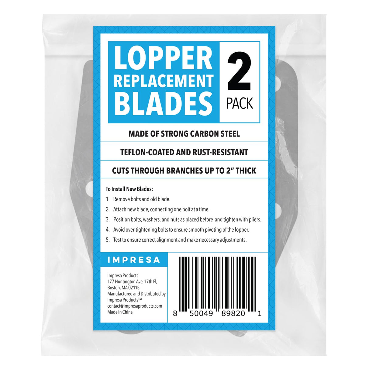 IMPRESA Lopper Replacement Blades - 2 Pack, Compatible with Fiskars PowerGear 25"/31" & PowerGear 2 27"/32" - Bypass Lopper Blades - PTFE-Coated for Gardening Tools - Ambidextrous with Storage Bag