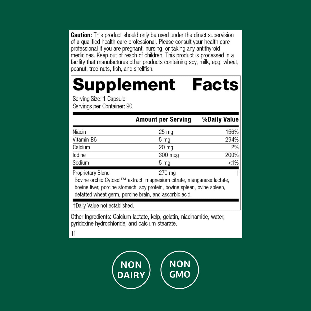Standard Process Min-Chex - Supplement for Nervous System Support - Supports Healthy Gland Functions to Aid a Healthy Stress Response - Non-Dairy - 90 Capsules (90 Servings)