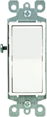 Leviton 5601-2WM 15 Amp, 120/277 Volt, Decora Rocker Single-Pole AC Quiet Switch, Residential Grade, Grounding, 10-Pack, White