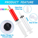 100 Pack Syringes with Tip Cap, 30ml Liquid Syringe BPA-Free Suringes, Washable,Durable, Party Nurses, Halloween, Thanksgiving day, Christmas