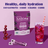 Ultima Replenisher Daily Electrolyte Powder Drink Mix – Sugar Free – Grape, 20 Stickpacks – Hydration Packets with 6 Key Electrolytes and Trace Minerals – Keto Friendly, Vegan, Non-GMO