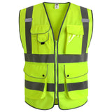 JKSafety 9 Pockets Class 2 High Visibility Zipper Front Safety Vest With Reflective Strips, Yellow Meets ANSI/ISEA Standards (3X-Large-150-Yellow)