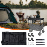 Black Removable Wagon Canopy Attachment with Rods, Foldable Sun Shade Cover