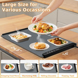 MealHelper Warming Mat for Food, Portable Food Warming Mat For Countertop, Full Surface Electric Warming Tray with Safety Lock, 4 Temp Levels & 6-Hour Timer for for Parties, Buffets & Home Use (Grey)