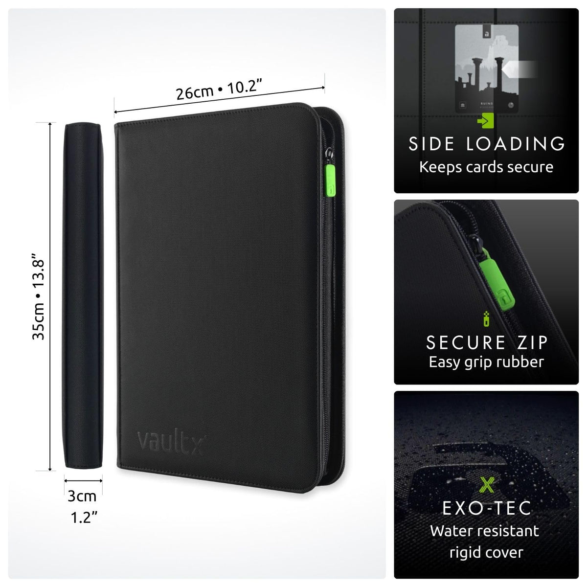 Vault X 9 Pocket Zip Trading Card Binder 360 Cards Exo-Tec (Black)