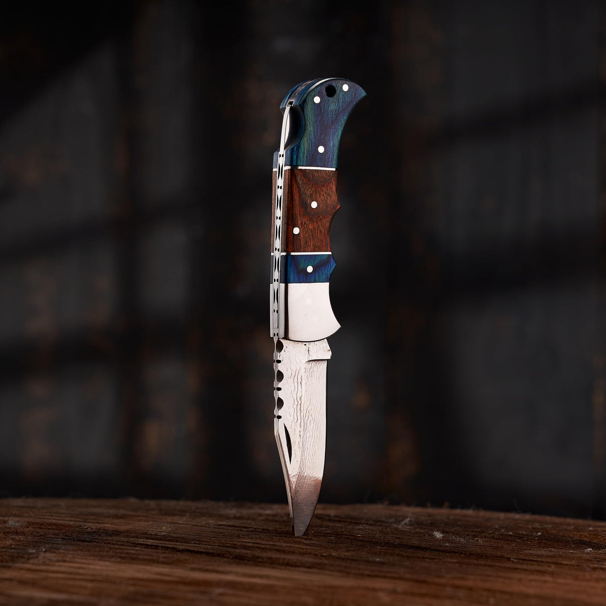 Personalized Folding Knife - Damascus Olive-Brown Pocket Knife, Custom Gift for Husband, Boyfriend, Dad, Son, Groomsmen, Perfect for Birthday, Anniversary, Father’s Day, Christmas Gift