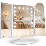 HUONUL 2X/3X/10X Magnifying Vanity Mirror with Light, Trifold Makeup Mirror