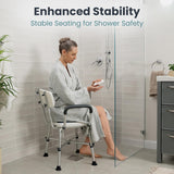Shower Chair for Elderly and Disabled (450lb) with Padded Armrests and Back, Adjustable Height Shower Seat, Heavy Duty Shower Chairs for Inside Shower, Handicap - Blue