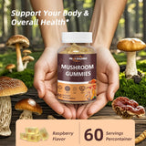 HEALOADING Mushroom Gummies with Lions Mane & Cordyceps | Brain Health, Immune Support & Memory Enhancement | Vegan Supplement with Vitamin D3, B6, B9, B12 | 60 Chewable Gummies