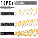 stino 18Pcs Fadeless Gold Plated Rings Set for Women & Men (Gold Plated)