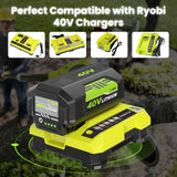 2Pack High Capacity 7500mAh OP40261 Replacement for Ryobi 40V Battery Lithium and OP401 Charger Compatible with Ryobi 40 Volt Battery OP4050 OP4040 OP40401 OP40201 OP40601 Cordless Power Tools