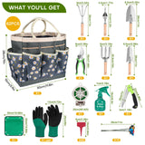 62-Piece Heavy-Duty Garden Tool Set, Complete Garden Tool Kit with Stainless Steel Shovel, Repotting Mat, Pruning Shear&Durable Gardening Tool Bag, Gardening Gift Set—Ideal Gift for Women/Men/Beginner