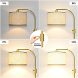 Nintiue Upgraded Modern Arc Dimmable Tall Standing Floor Lamp with Linen Shade, 1200 Lumens LED Bulb Included, for Living & Reading Room, Bedroom, Office & Nursery, Gold