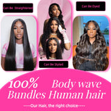 Body Wave Bundles Human Hair 12A Human Hair Bundles 100% Unprocessed Brazilian Virgin Hair Bundle Deals Quick Weave 3 Bundle Real Human Hair Natural Black Hair Extensions For Woman 18 20 22 Inch