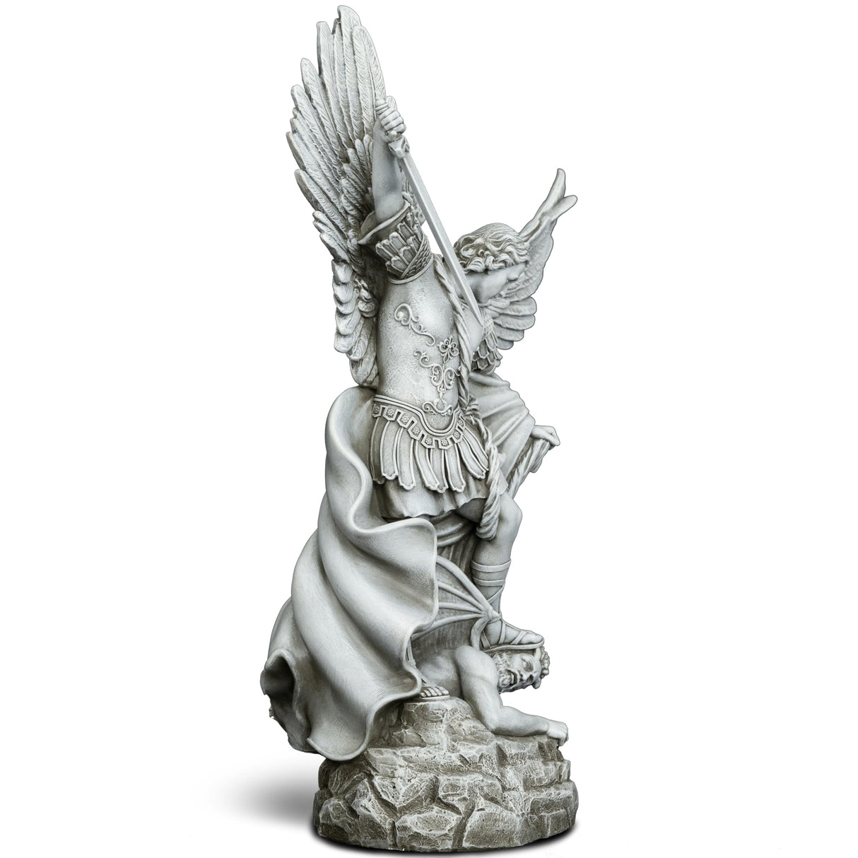 DevotedWalls 20.5" Large Saint Michael Statue Outdoor,Michael the Archangel Slaying Satan,Large Garden Religious Sculpture,San Miguel Arcangel Defender for Porch,Patio or Church Entryway