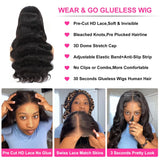 30 Inch Wear and Go Glueless Wigs Human Hair Pre Plukced Pre Cut 5x5 Hd Lace Closure Wigs Human Hair for Women 180% Density Ready to Wear Glueless Body Wave Lace Front Wigs Human Hair No Glue Wigs