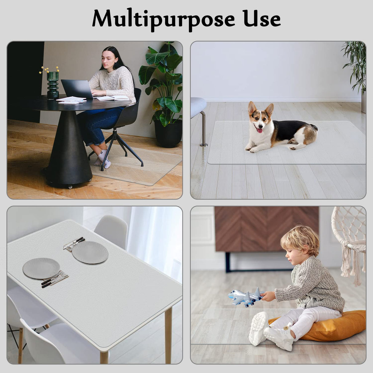 Blvornl Office Chair Mat for Hard Wood Floor, Sturdy Plastic Protector Floor Mat for Office Chair, Rectangle Transparent PVC Computer Hard Floor Chair Mat for Desk, Office, Home (Clear, 35.5 X 48in)