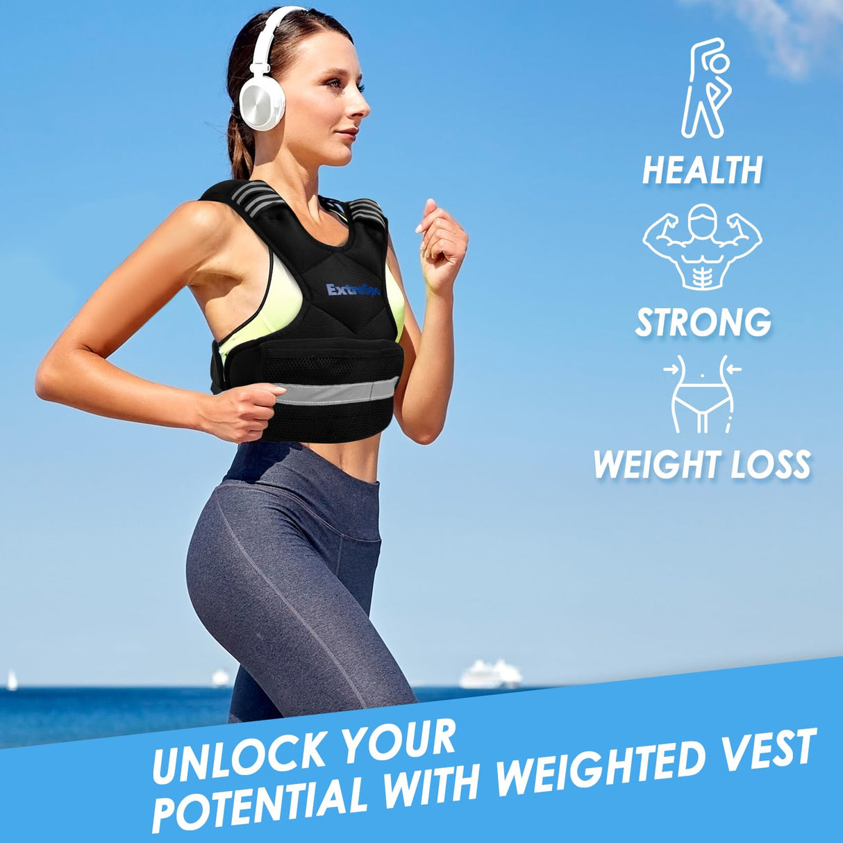 ExtreSpo Adjustable Weighted Vest for Women and Men, 4-10lb Weight Vest with 6 Ironsand Weights, Body Weight Vest Exercise Set with Reflective Strip for Strength Training and Workout