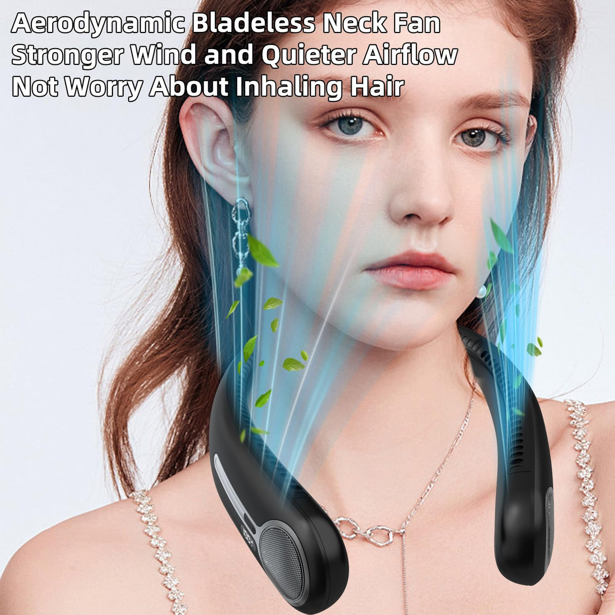 Portable Neck Fan,Hands Free Personal Wearable Bladeless Fan,6000mAh USB Rechargeable,360° Cooling,LED Display,4-Speeds,Birthday Gifts for Men Women Dad Mom,Stocking Stuffers Christmas Gifts (Black)