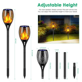 TomCare Solar Lights Outdoor 99 LED Higher & Larger Flickering Flame Solar Torch Lights 43" Decorative Waterproof Solar Powered Pathway Landscape Lighting for Garden Patio Yard, 2Pack (Black)
