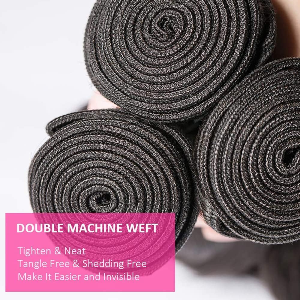 12A Body Wave Bundles Human Hair 16 18 20 Inch 100% Unprocessed Raw Human Hair Bundles Body Weave 3 Bundles Remy Virgin Hair Bundles Natural Black Color