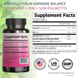 VINATURA Spearmint Leaf Capsules Supplement - Enhanced with DIM & Saw Palmetto, for Unwanted Hair, Women' Health & Skin *USA Made & Tested* - 1380mg/serving, 60 Capsules (30 Servings)