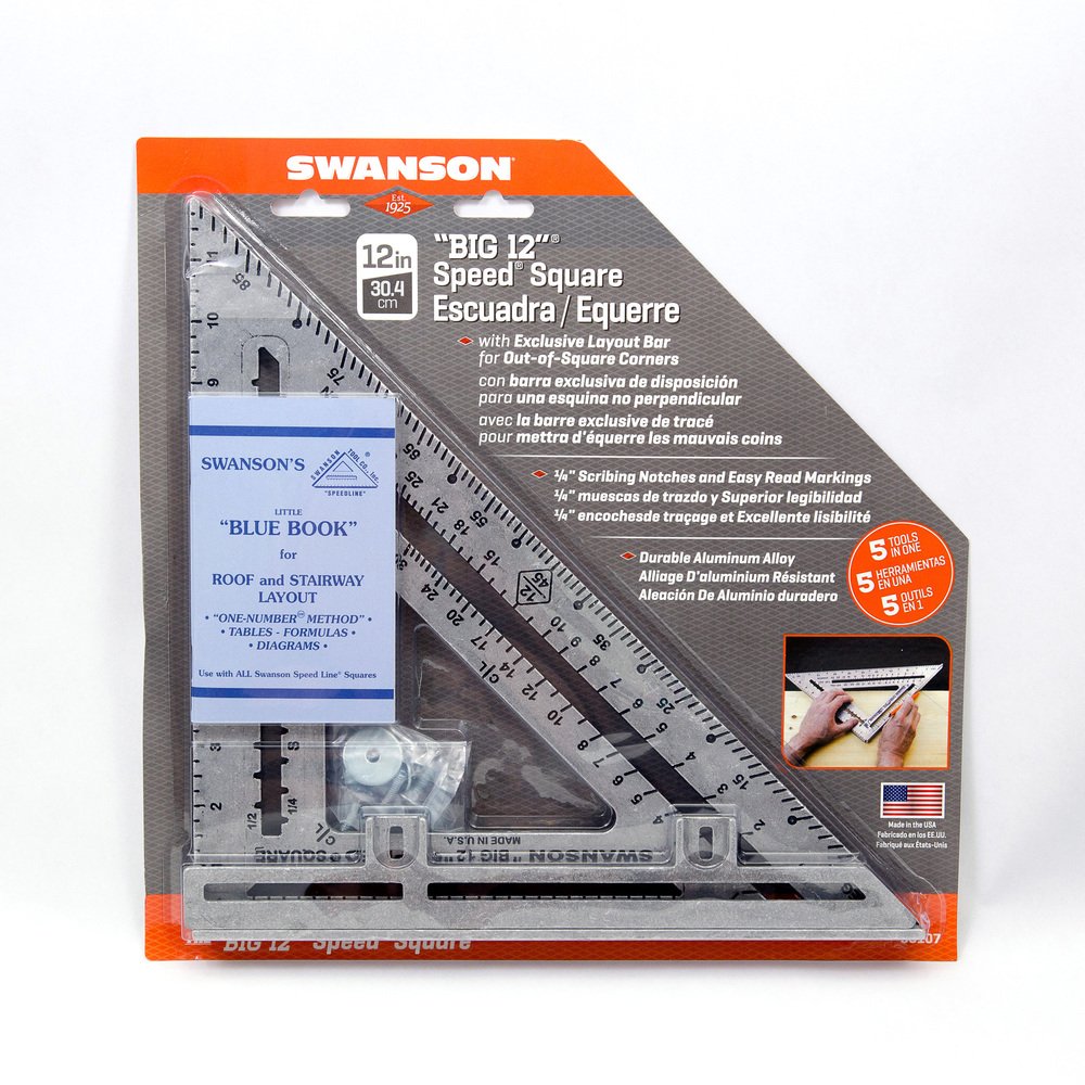 Swanson Tool Co S0107 "Big 12" 12-Inch Speed Square Layout Tool with Blue Book